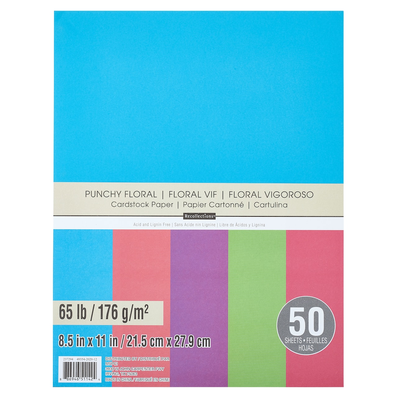 12 Packs: 50 ct. (600 total) Punchy Floral 8.5" x 11" Cardstock Paper by Recollections™